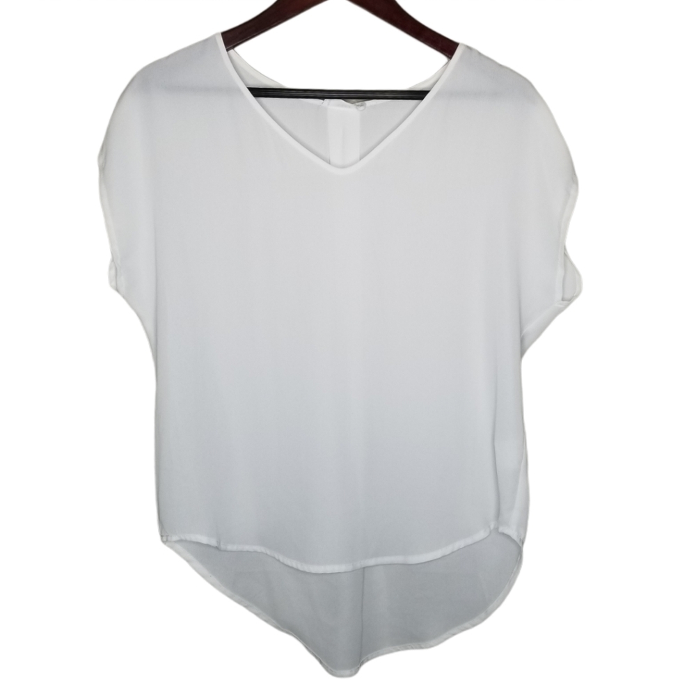 LUSH White Sheer V-neck Top